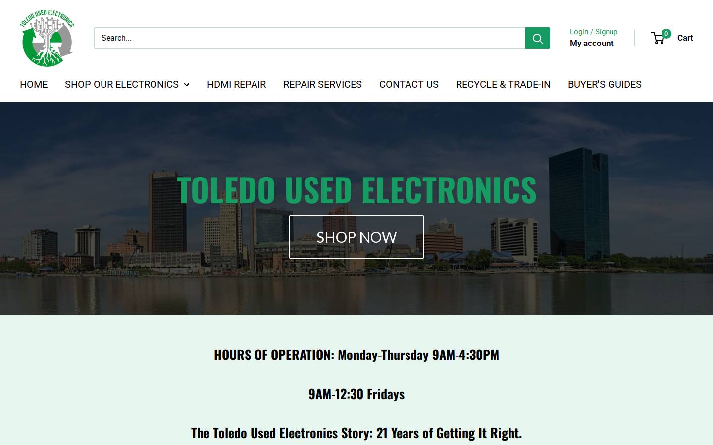 toledousedelectronics.com homepage screenshot