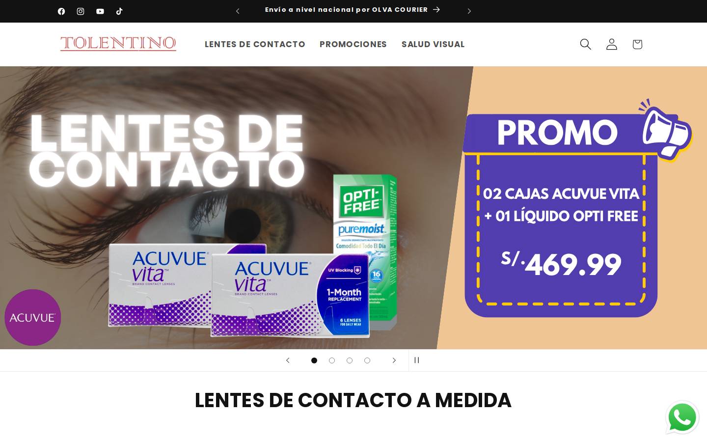 tolentinoopticas.com homepage screenshot