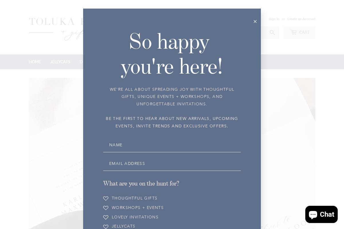 tolukapaperie.com homepage screenshot