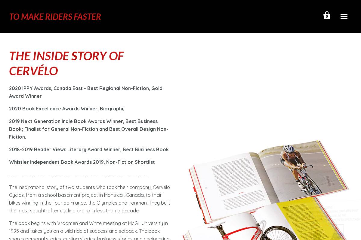 tomakeridersfaster.com homepage screenshot