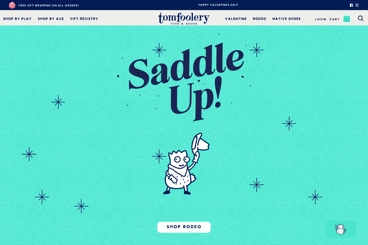tomfoolerytoys.com homepage screenshot