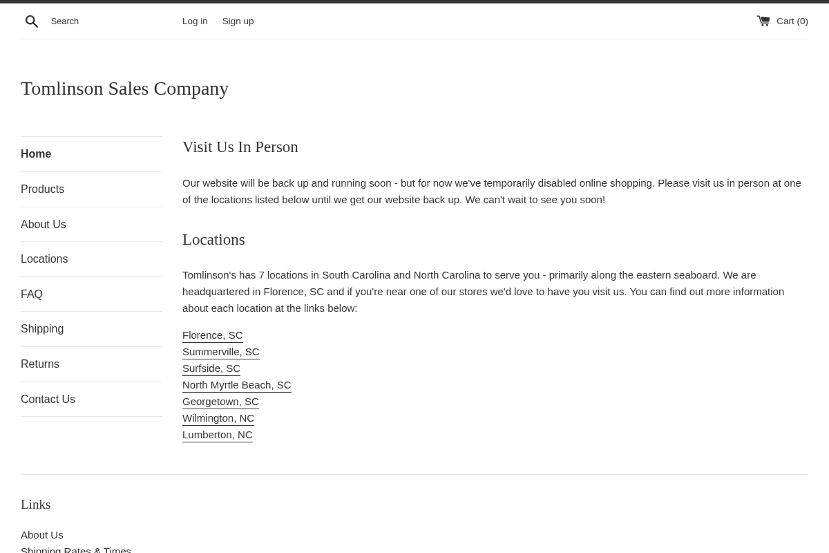 tomlinsonsales.com homepage screenshot