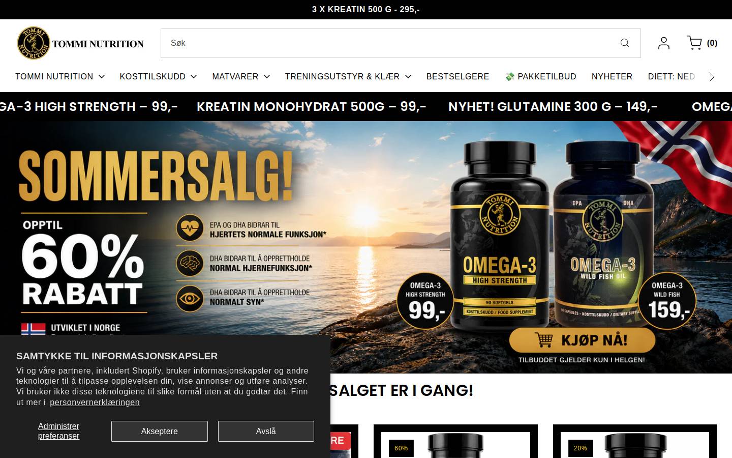 Tommi Nutrition homepage screenshot