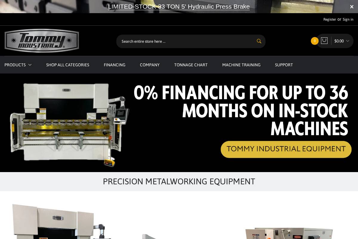 tommyindustrial.com homepage screenshot