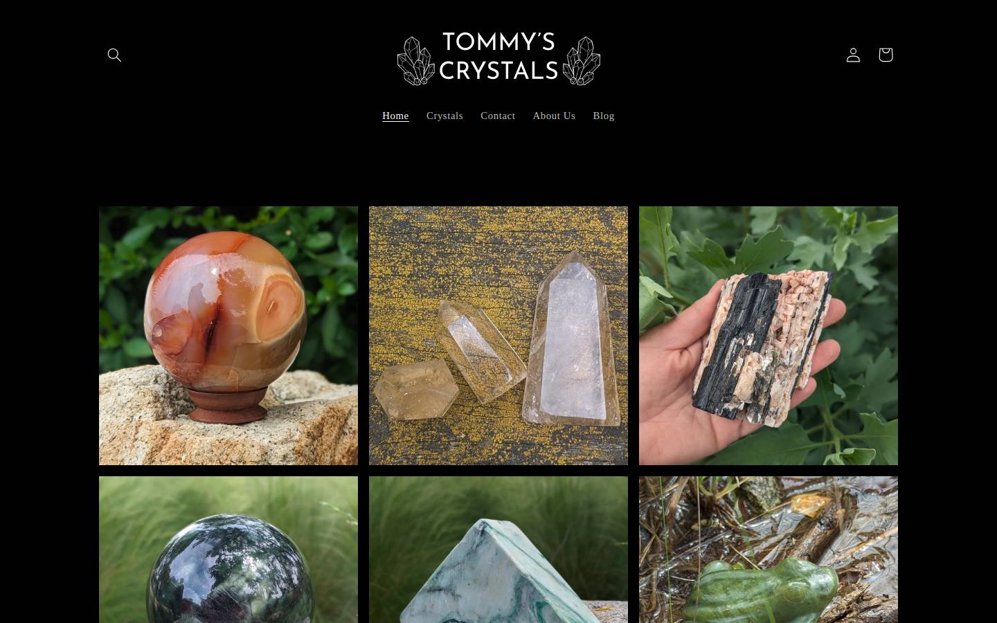 tommyscrystals.com homepage screenshot