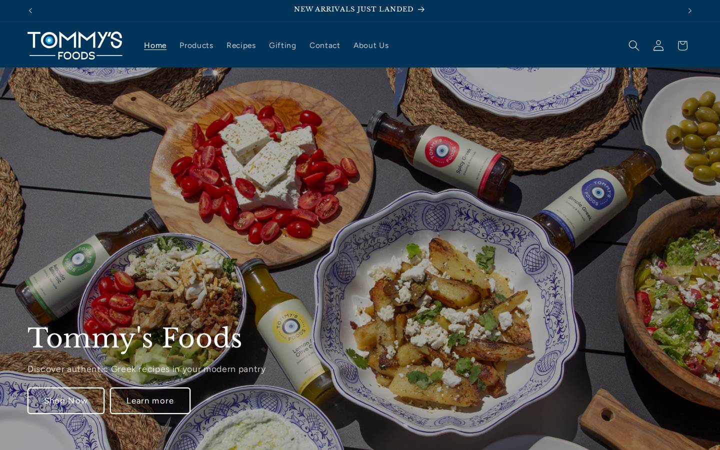 tommysgreekfoods.com homepage screenshot