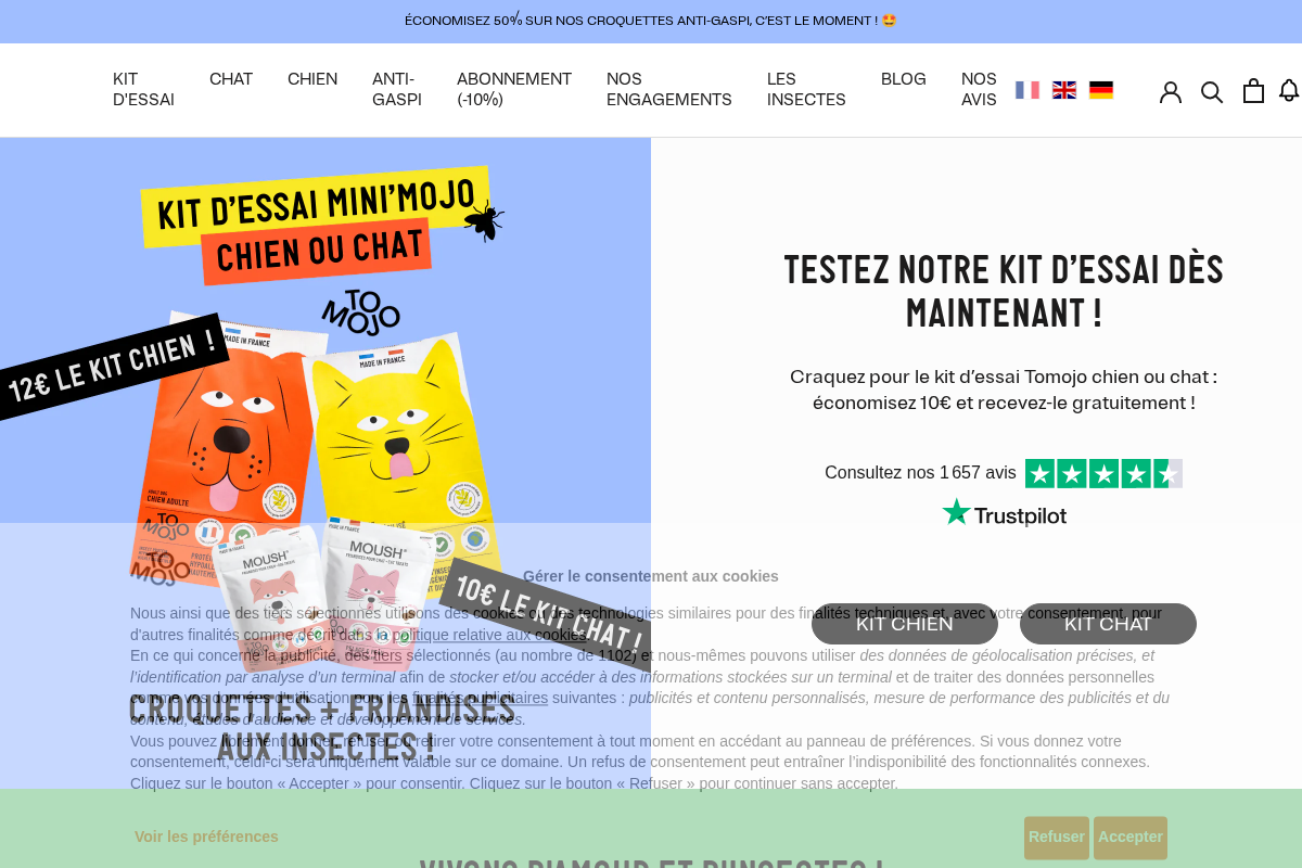 Tomojo homepage screenshot