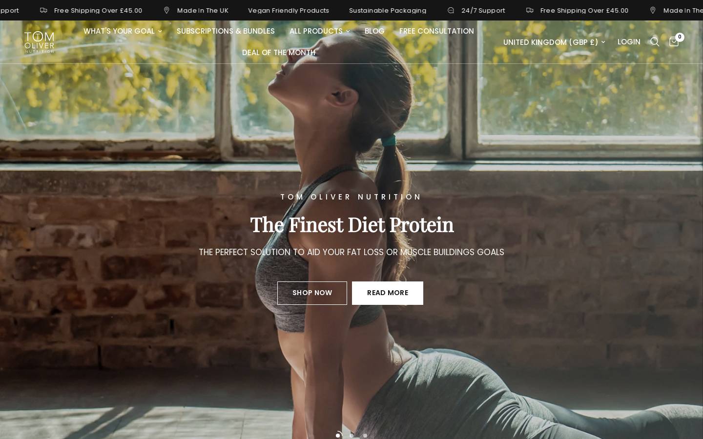 Tom Oliver Nutrition homepage screenshot