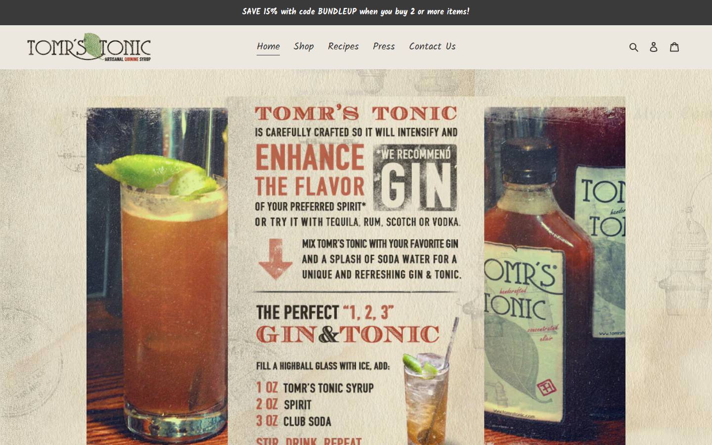 tomrstonic.com homepage screenshot