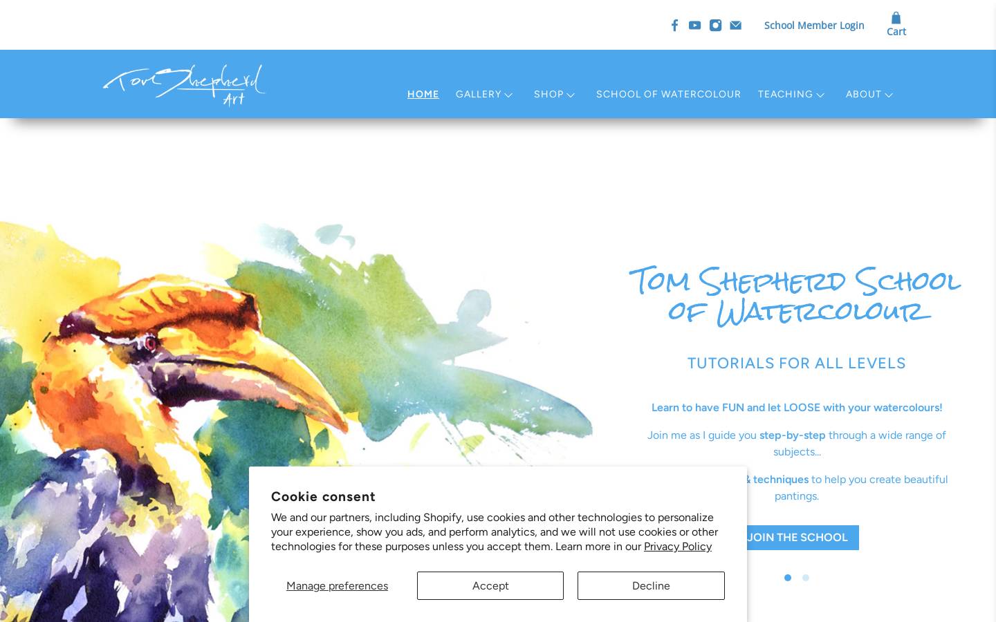 tomshepherdart.com homepage screenshot