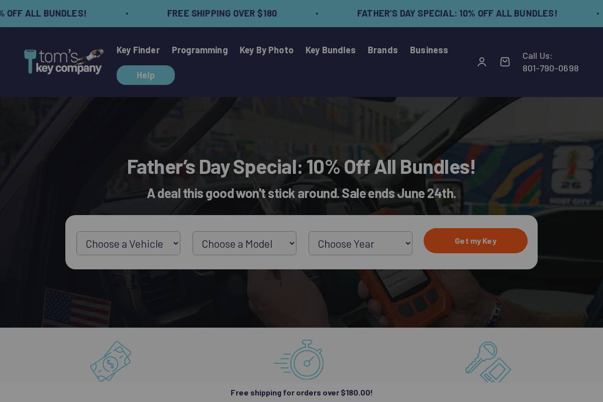 Tom's Key Company homepage screenshot