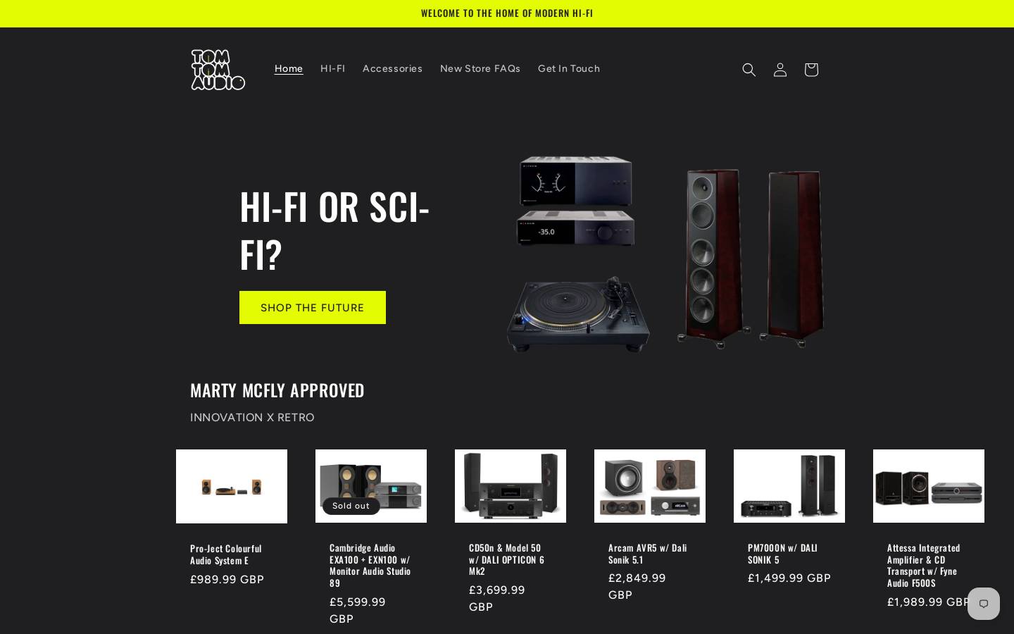 tomtomaudio.store homepage screenshot