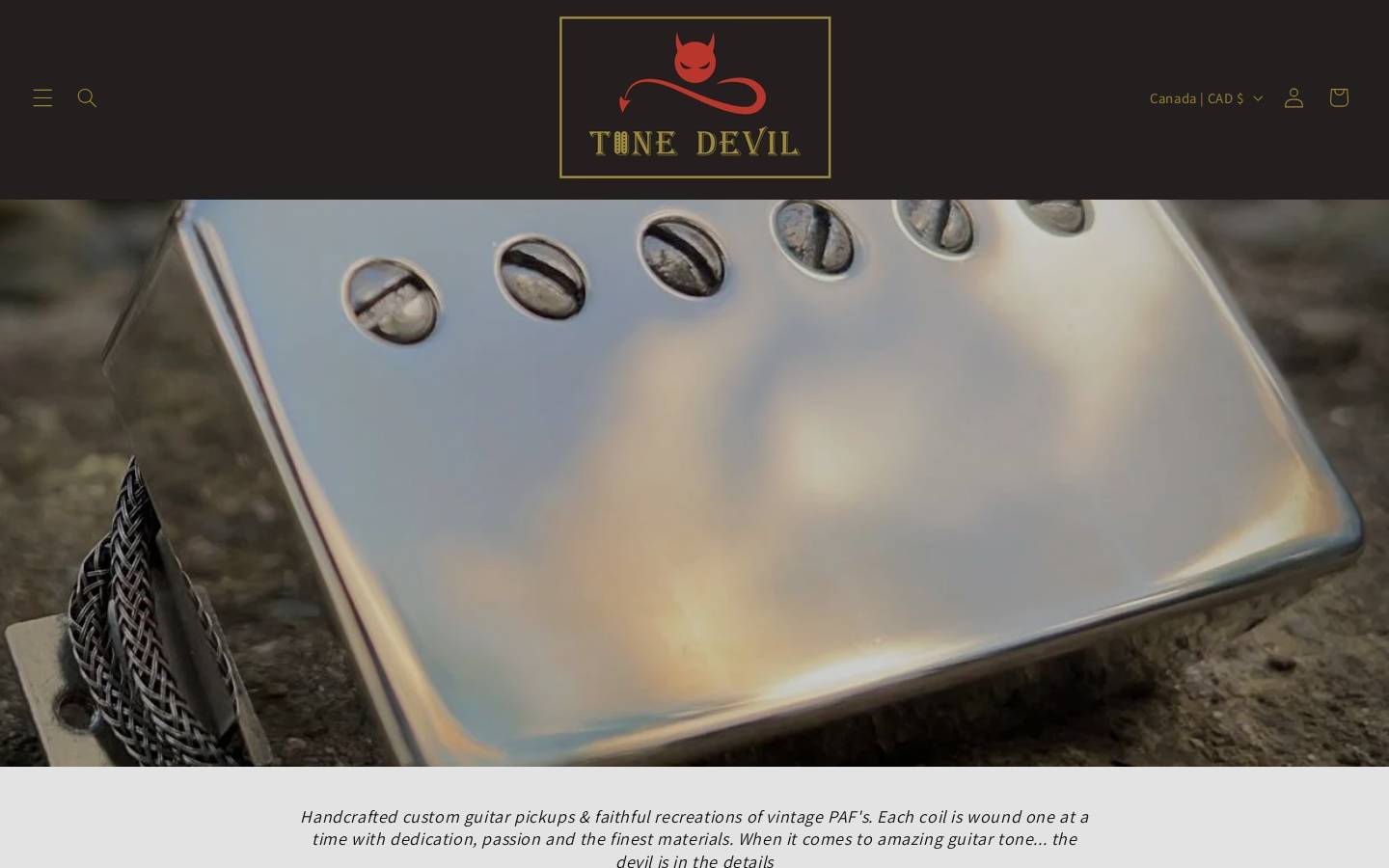 tonedevilpickups.com homepage screenshot