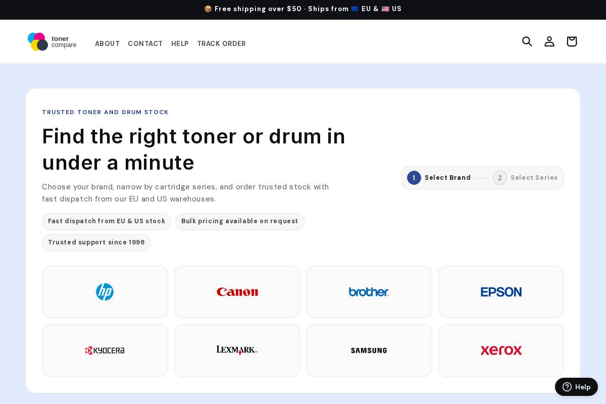 tonercompare.com homepage screenshot