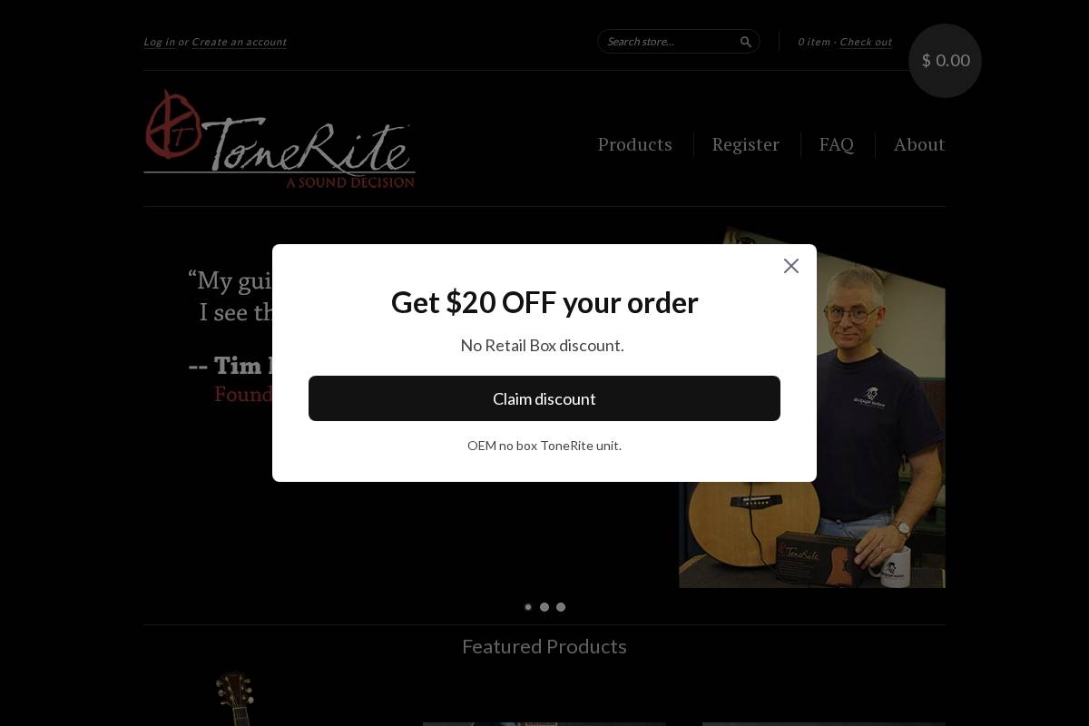 tonerite.com homepage screenshot