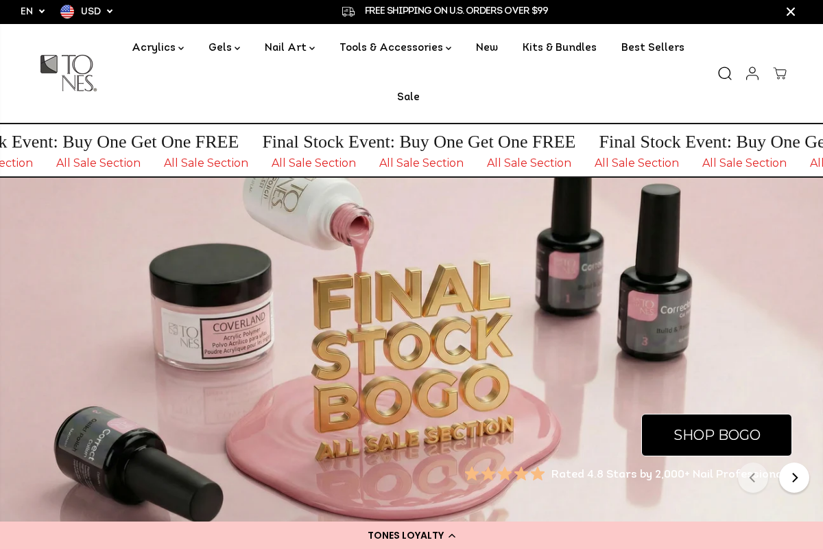 tonesproducts.com homepage screenshot