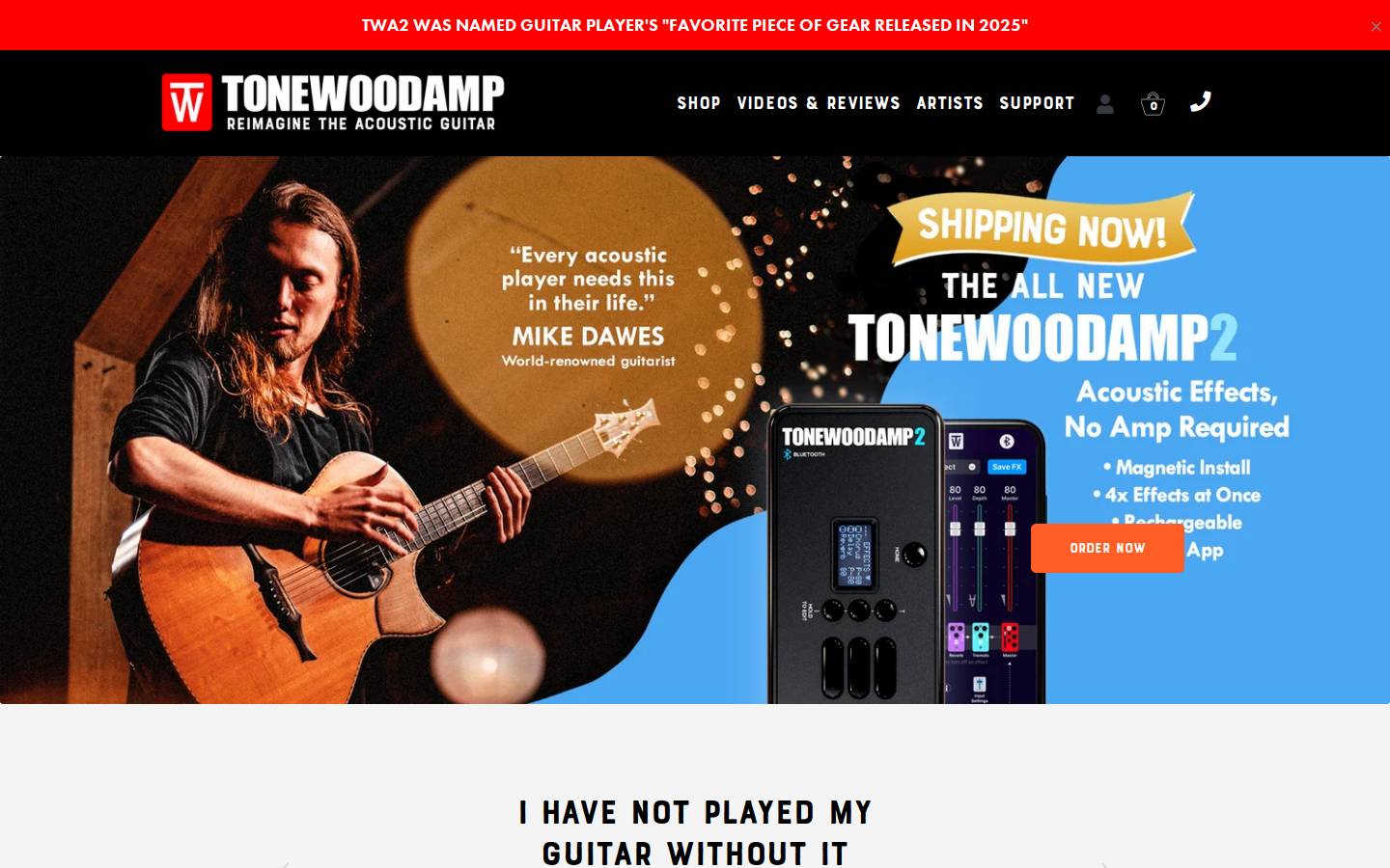 tonewoodamp.com homepage screenshot