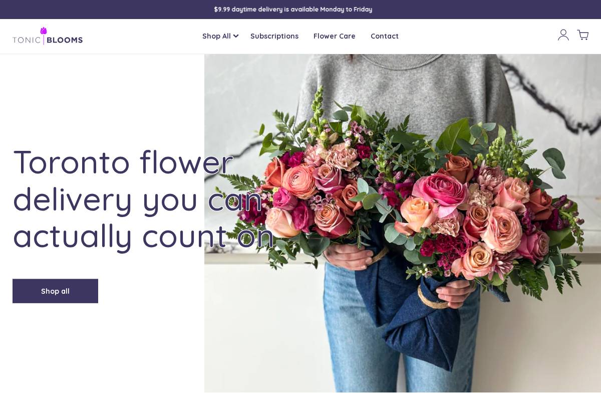 tonicblooms.com homepage screenshot
