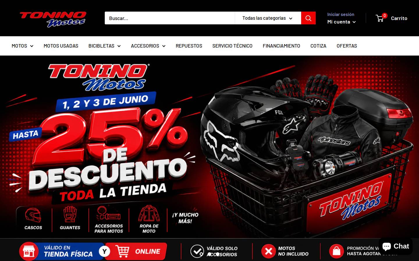 toninomotos.cl homepage screenshot