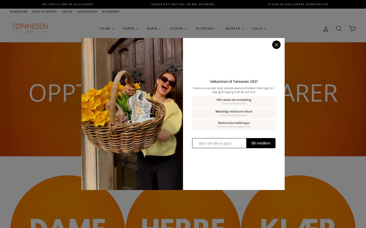 Tønnesen 1937 homepage screenshot