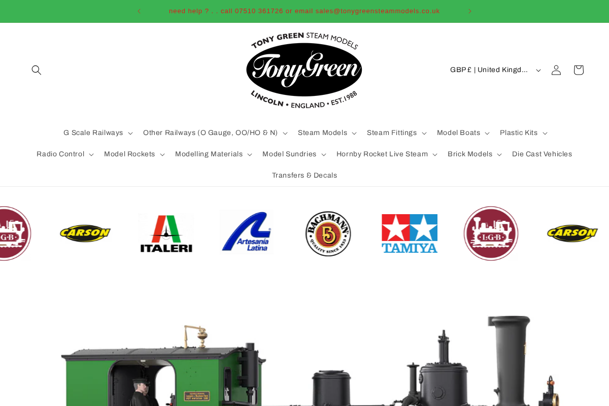 Tony Green Steam Models homepage screenshot