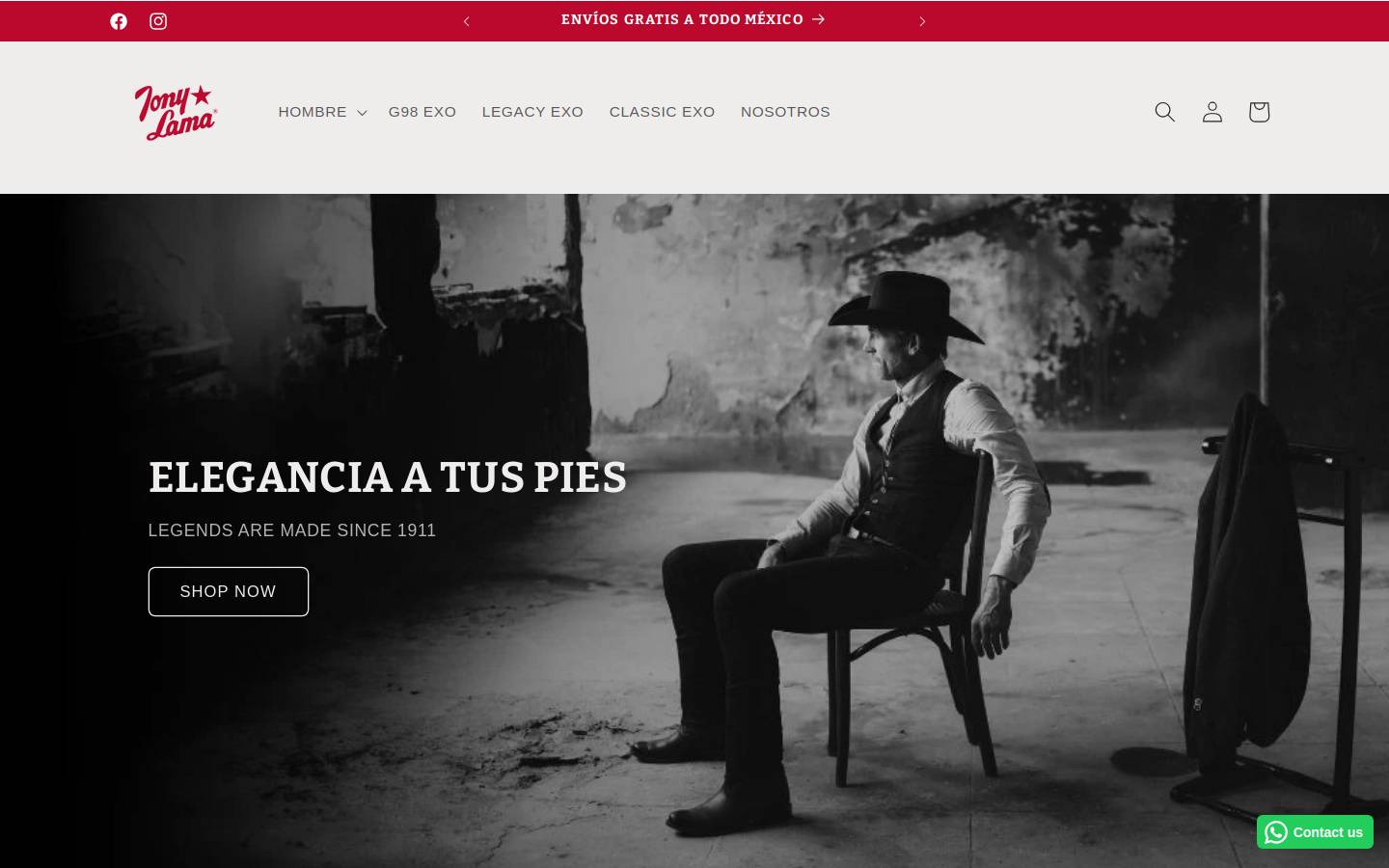Tony Lama homepage screenshot