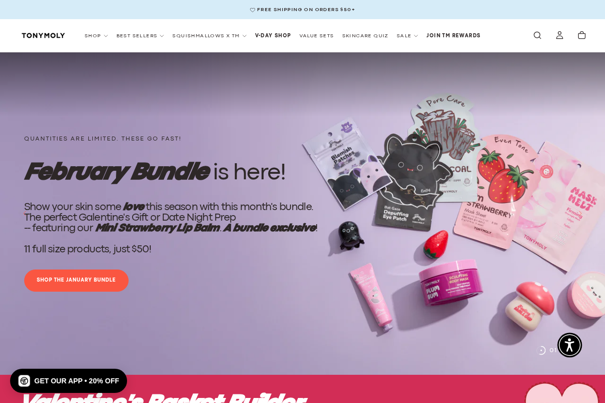 TONYMOLY USA homepage screenshot