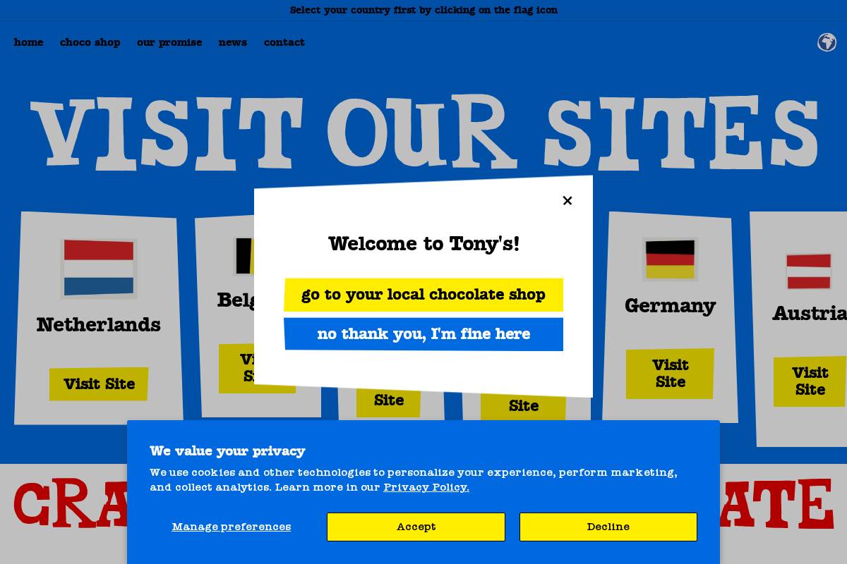 Tony's Chocolonely UK homepage screenshot
