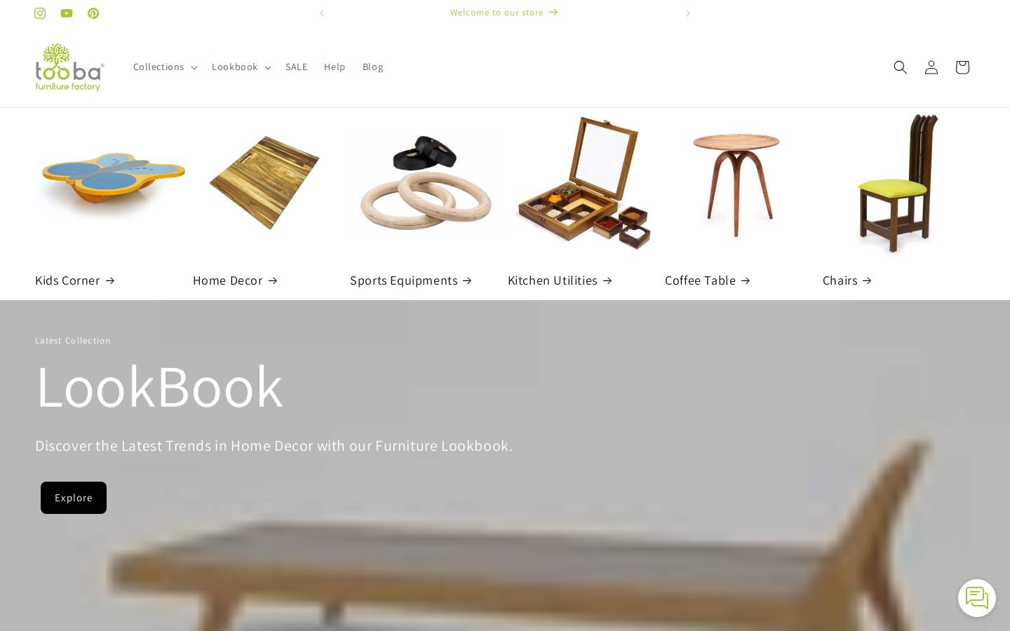 Tooba Furniture Factory homepage screenshot