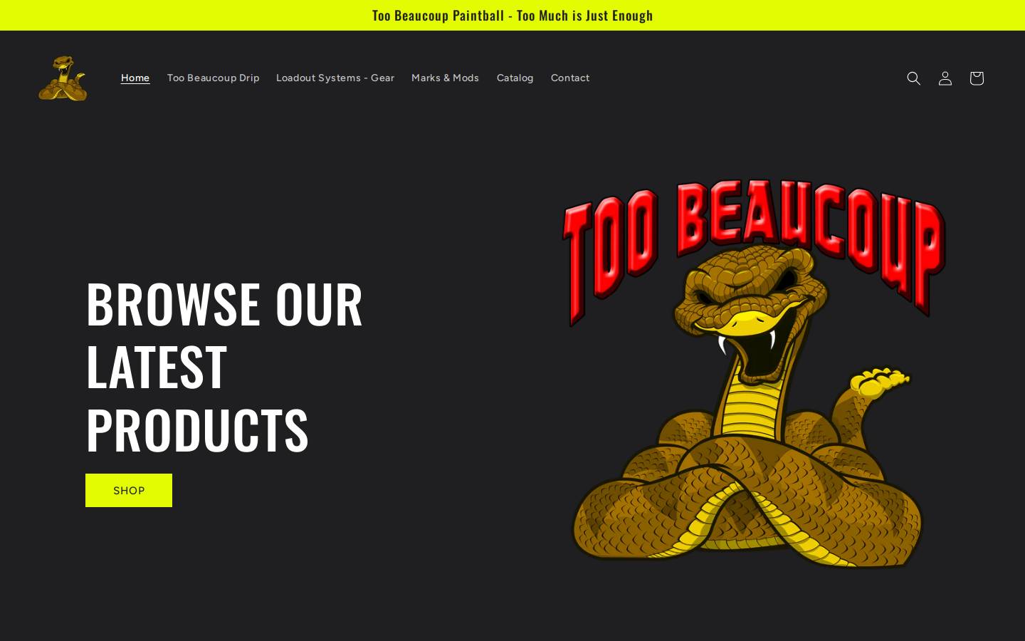 toobeaucouppaintball.com homepage screenshot