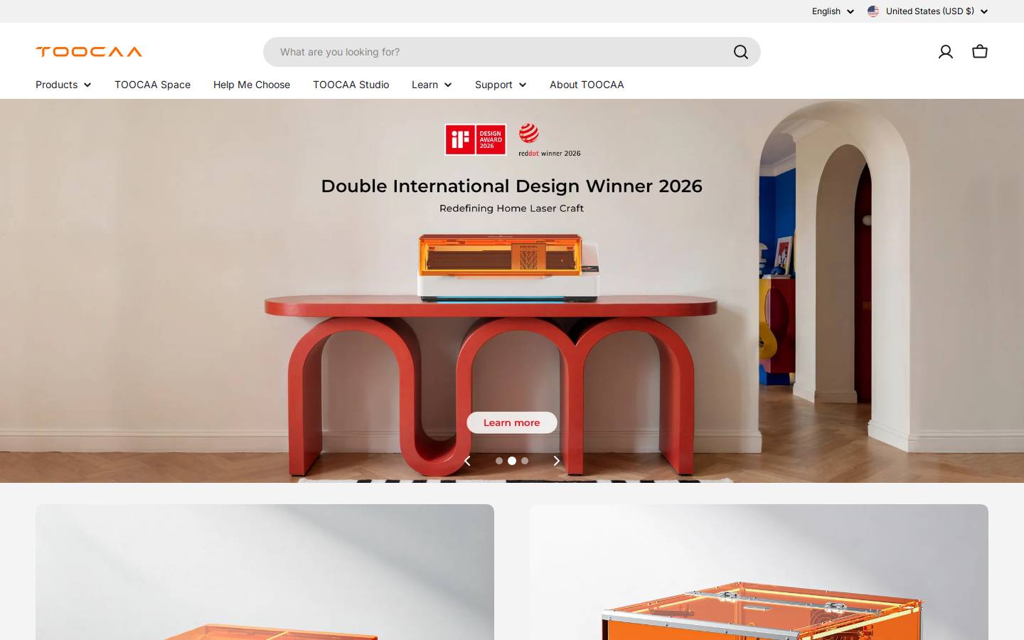 TOOCAA homepage screenshot