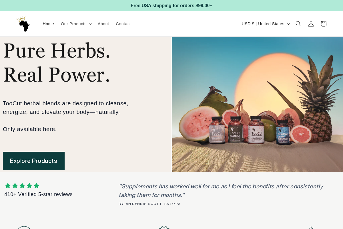 TooCut Health homepage screenshot