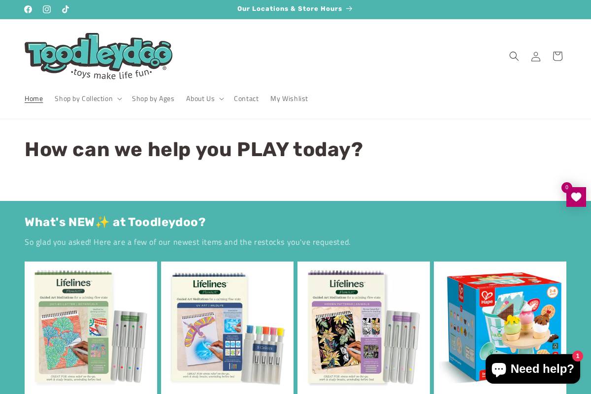 Toodleydoo Toys homepage screenshot