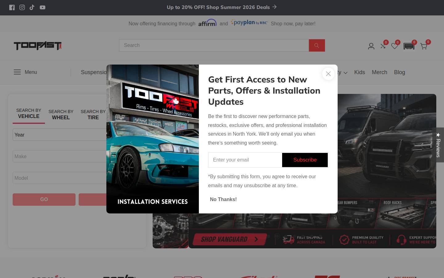 toofastmotors.ca homepage screenshot