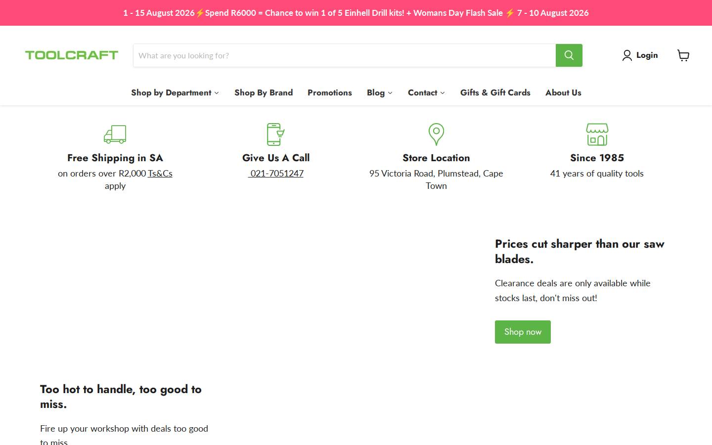toolcraft.co.za homepage screenshot
