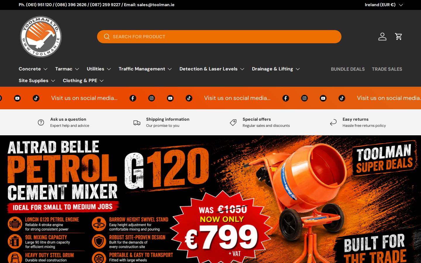 toolman.ie homepage screenshot
