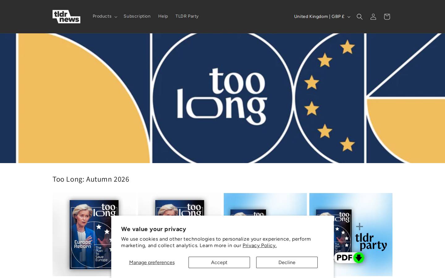 Toolong homepage screenshot