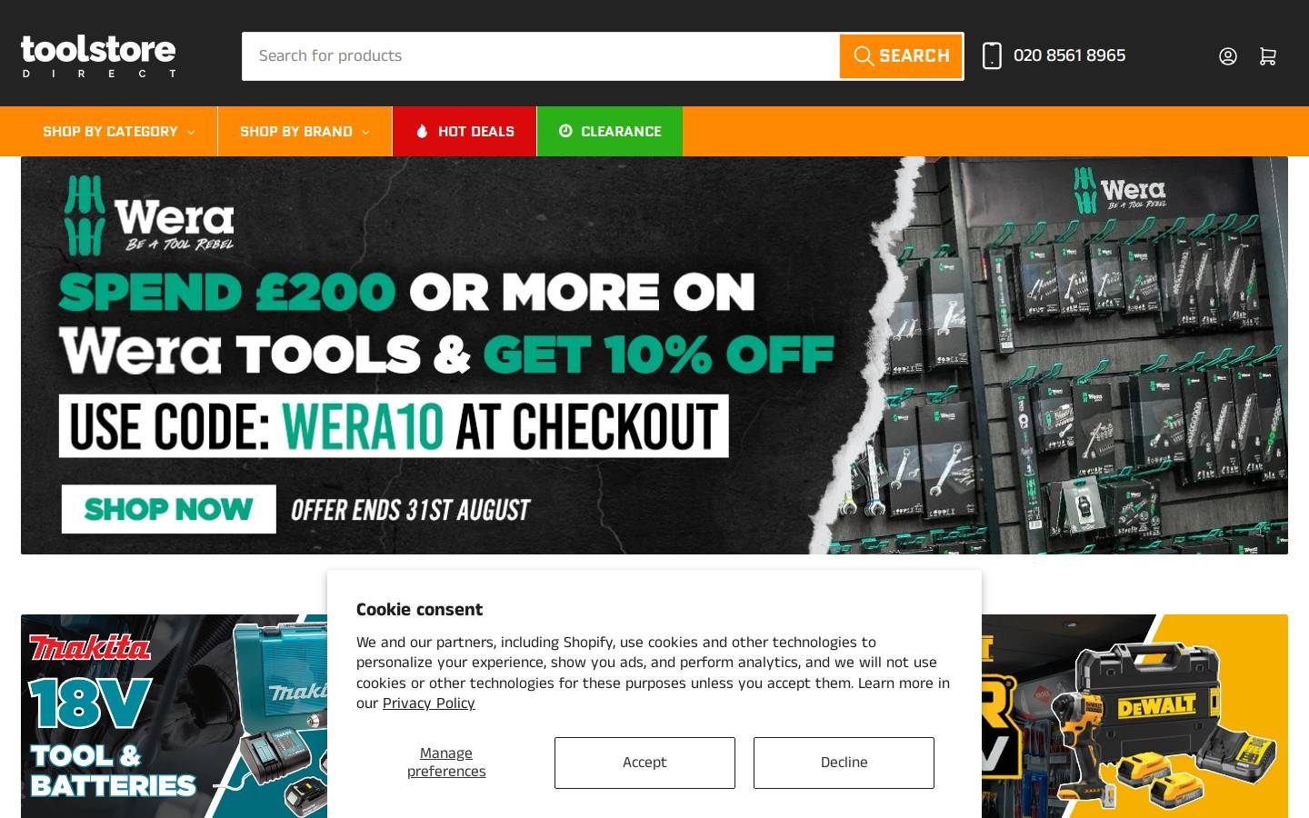 Toolstoredirect homepage screenshot