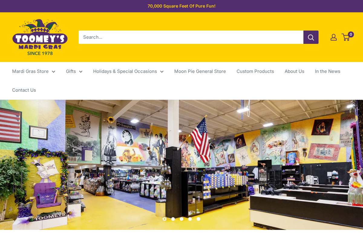 Toomeys Mardi Gras homepage screenshot