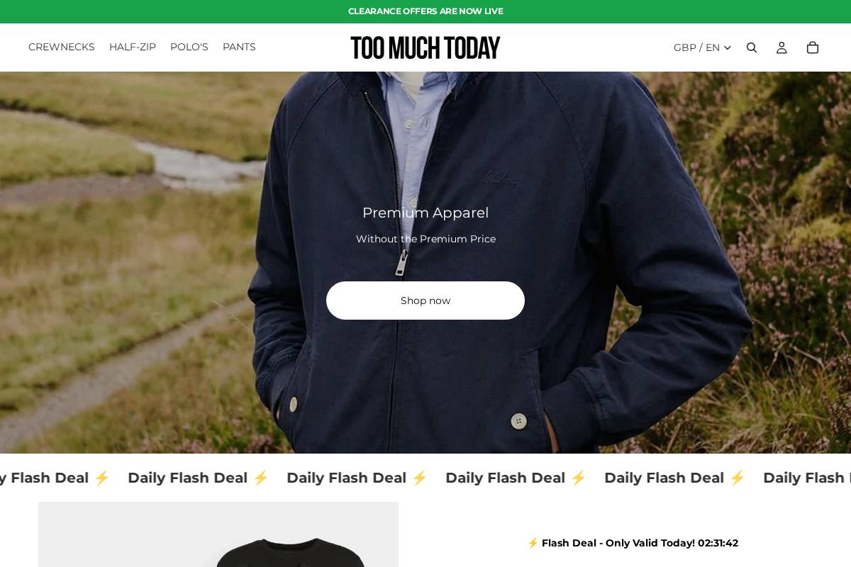 Toomuchtoday homepage screenshot