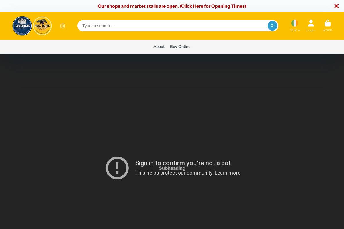 toonsbridgedairy.com homepage screenshot