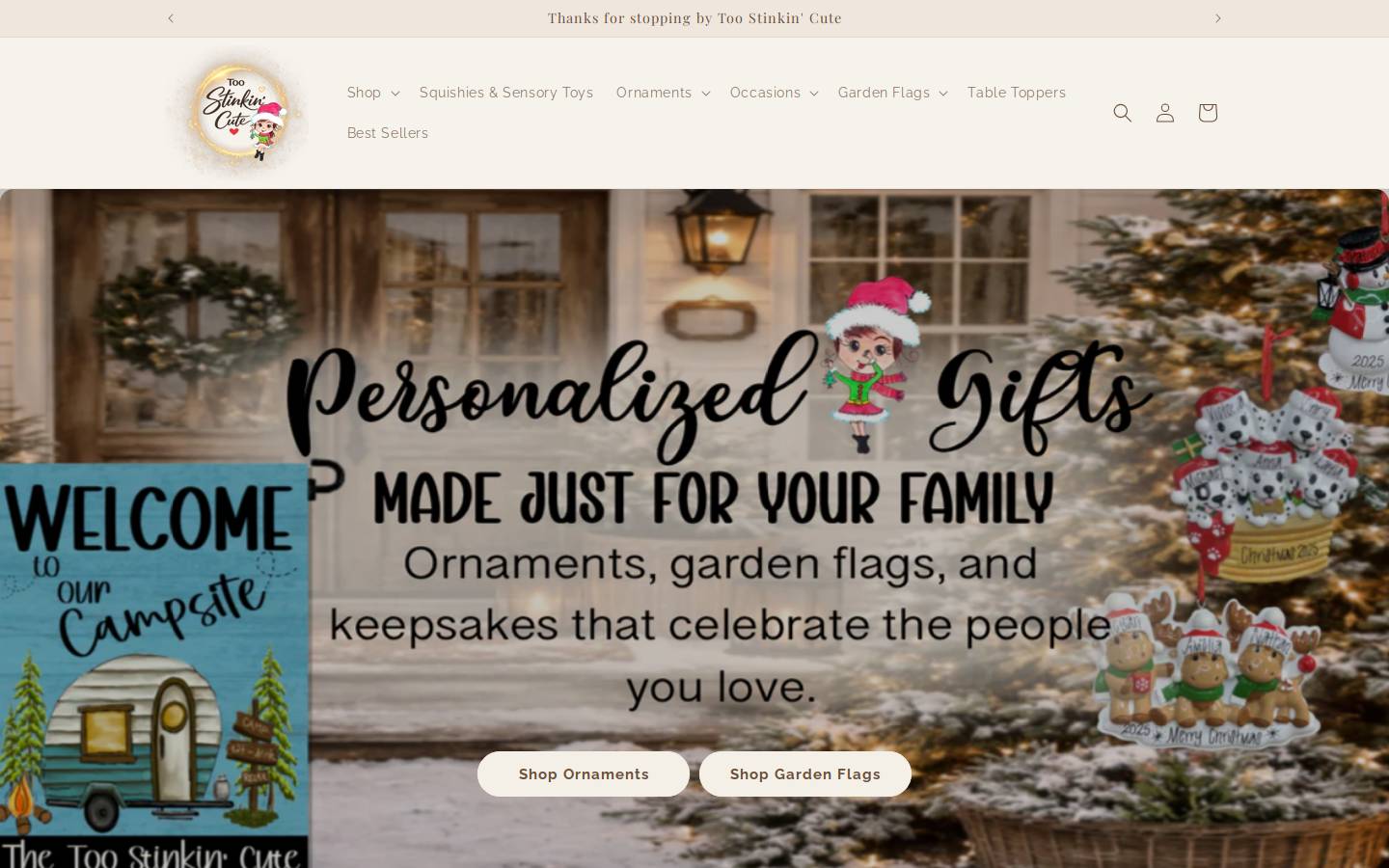 toostinkincute.com homepage screenshot