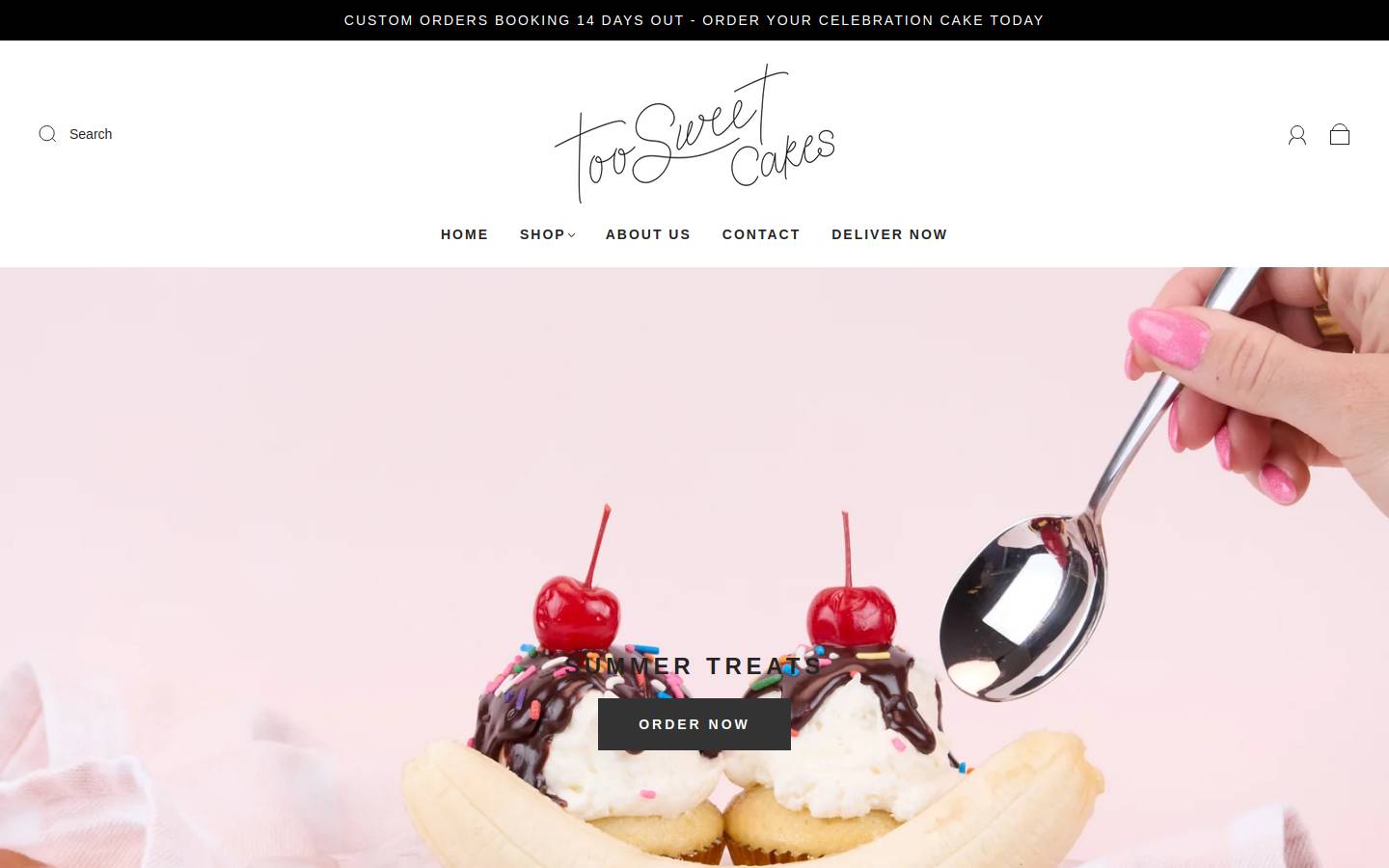 toosweetcakes.com homepage screenshot