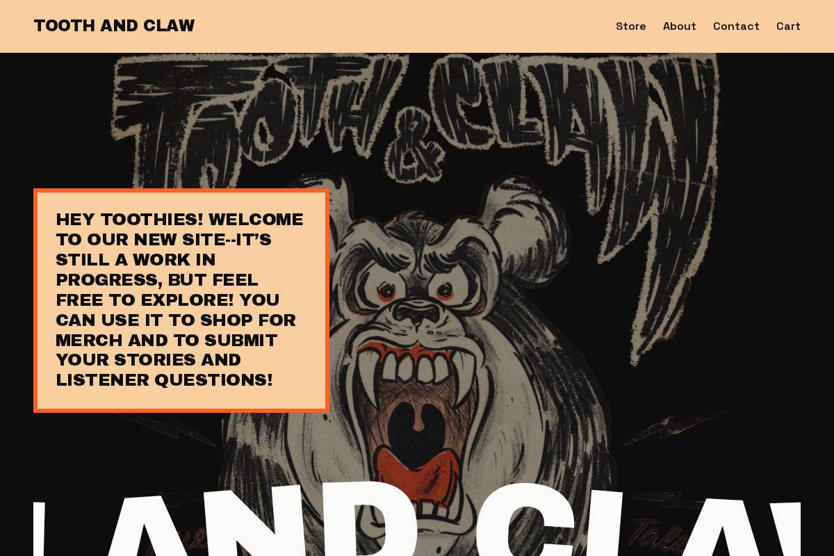 toothandclawmerch.com homepage screenshot