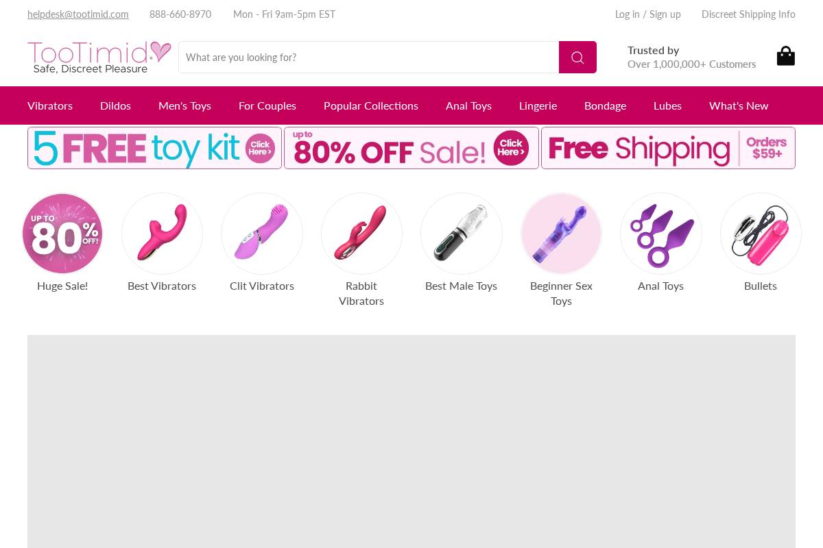 TooTimid homepage screenshot