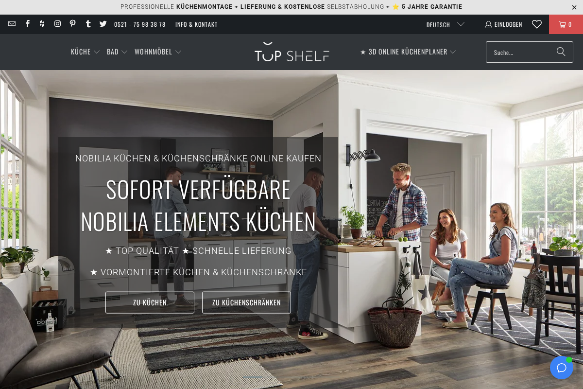 TOP-SHELF.de nobilia Küchen & Küchenschränke homepage screenshot
