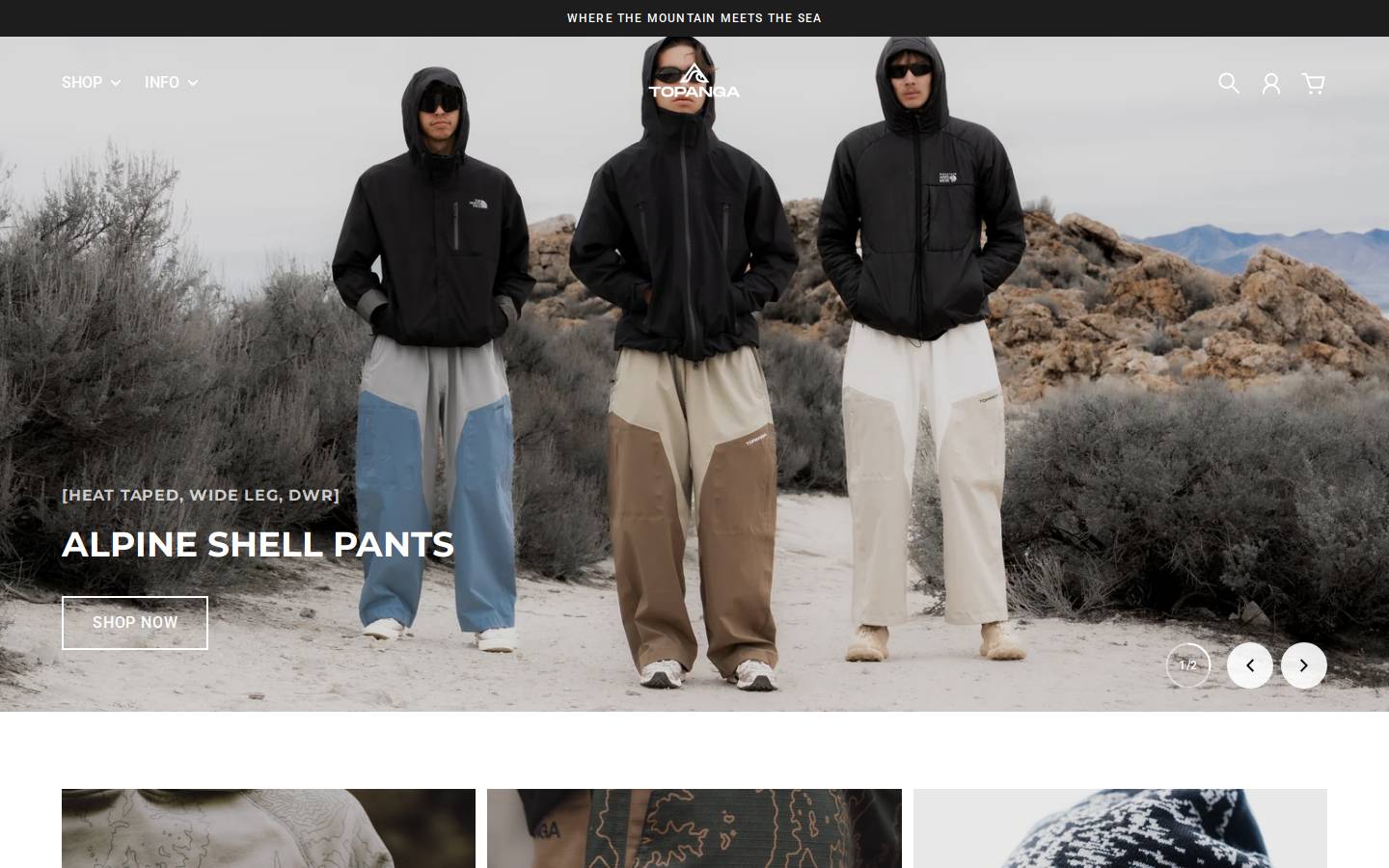 Topangaapparel homepage screenshot