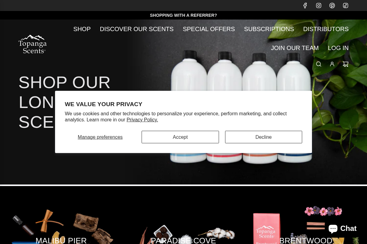 Topanga Scents® homepage screenshot
