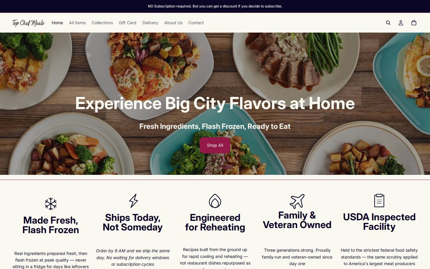Top Chef Meals homepage screenshot