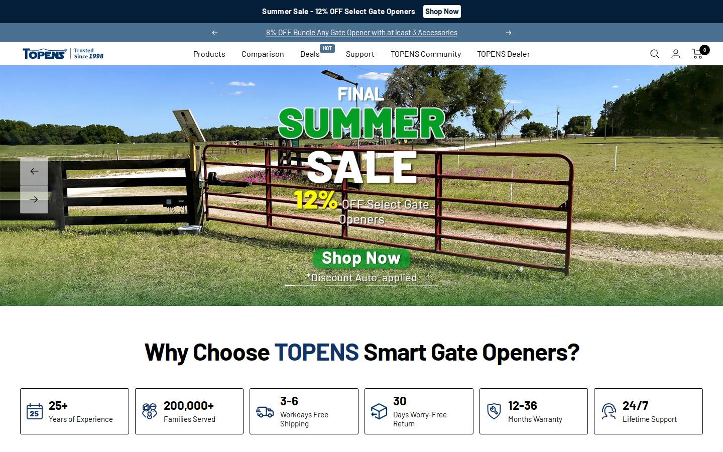topens.com homepage screenshot